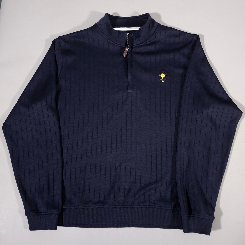 FootJoy Quarter Zip Pullover Mens XL Navy Blue Ryder Cup 1927 Ribbed Golf Jacket